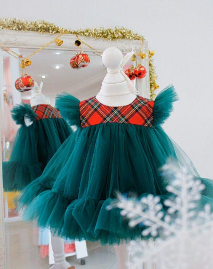 Red Christmas Holiday Dress for Infants, Babies, Red Plaid Christmas Outfit  for Kids, Cute Fluffy Baby Dress, Size 9 12 Months, 1 2 Years - Etsy