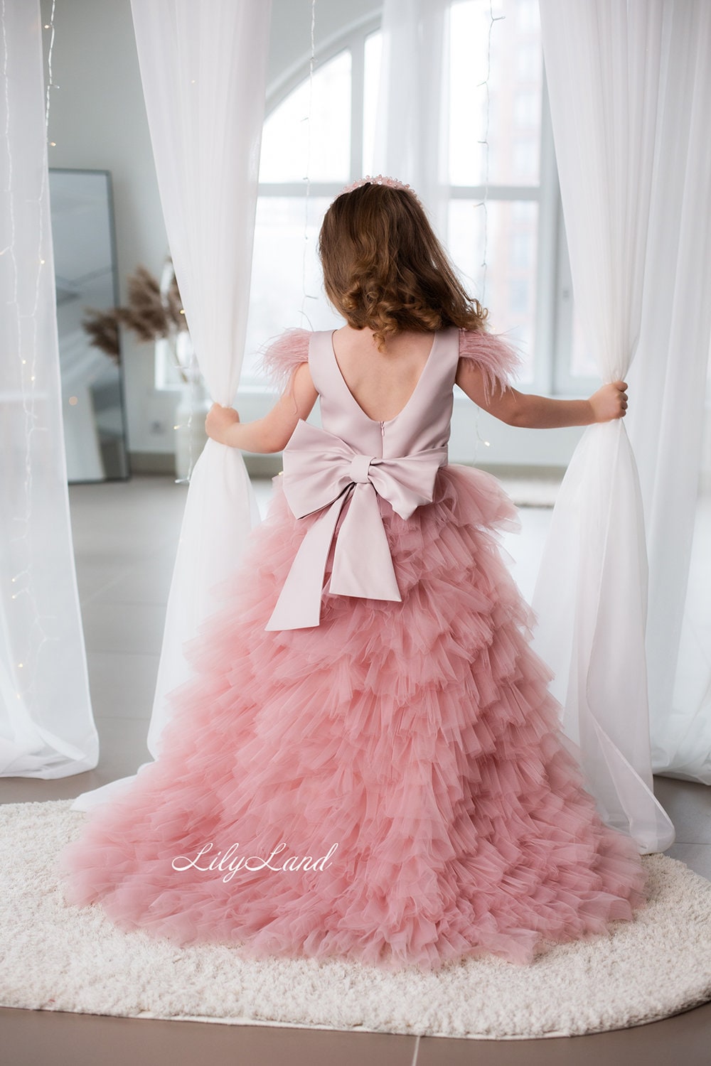Mollybridal Blush Pink Floral Princess Ball Gown - Long Puffy Sleeves, Quinceañera, Prom, Or Wedding Dress 2024