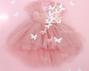 Baby Girl Dress With Butterflies Butterfly Style Birthday Etsy