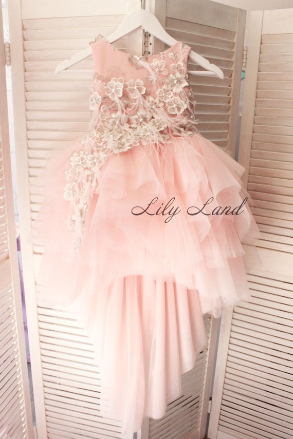 flower girl dress with lace appliques