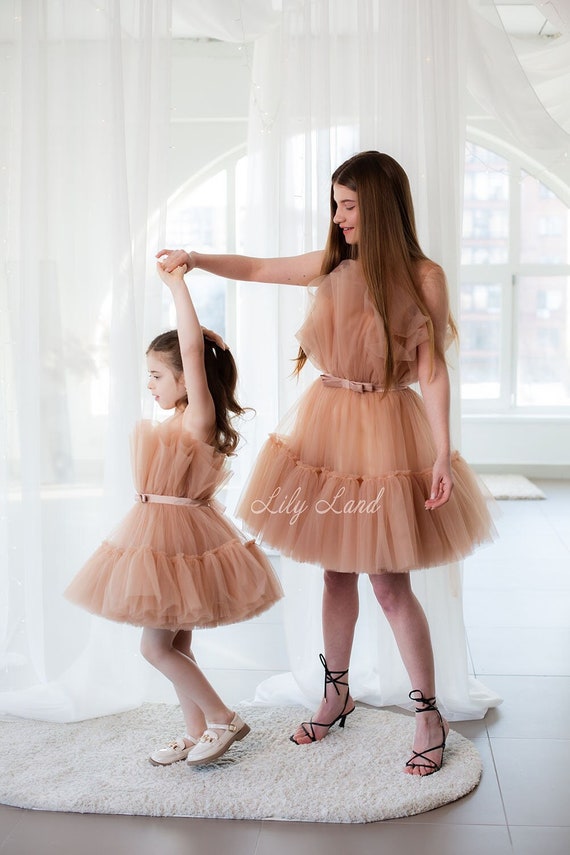 Beige Tulle Mommy and Me Matching Dresses, Tutu Tulle Nude Mother Daughter Wedding Guest Dresses, Birthday Daughter Photoshoot Prom Gown - Etsy Beige Tulle Mommy and Me Matching Dresses, Tutu Tulle Nude Mother Daughter Wedding Guest Dresses, Birthday Daughter Photoshoot Prom Gown - Etsy
