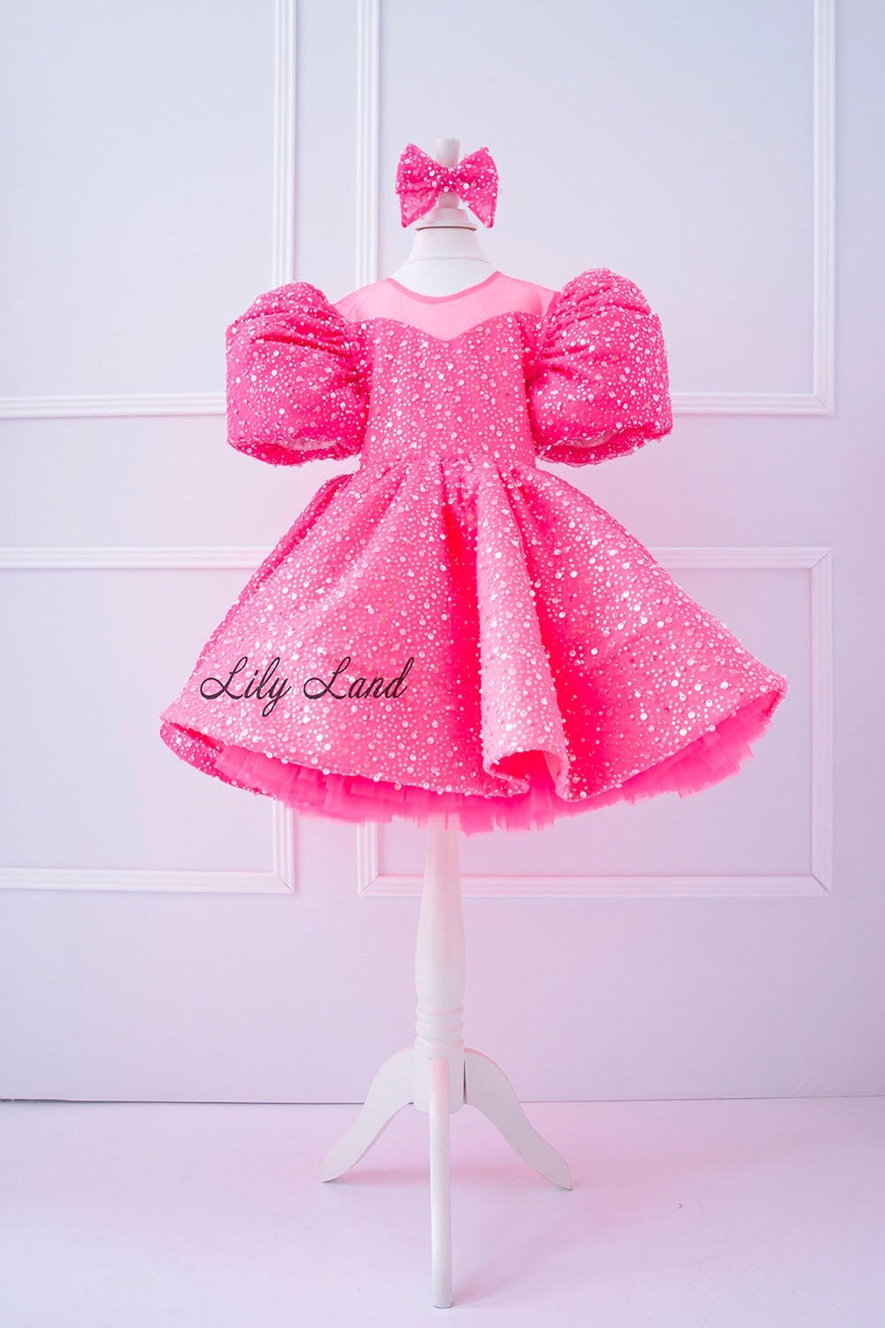Abito Da Principessa Per Bambina: Tutù Fiori E Paillettes, Rosa 3-4 Anni, Perfetto Per Matrimoni E Compleanni