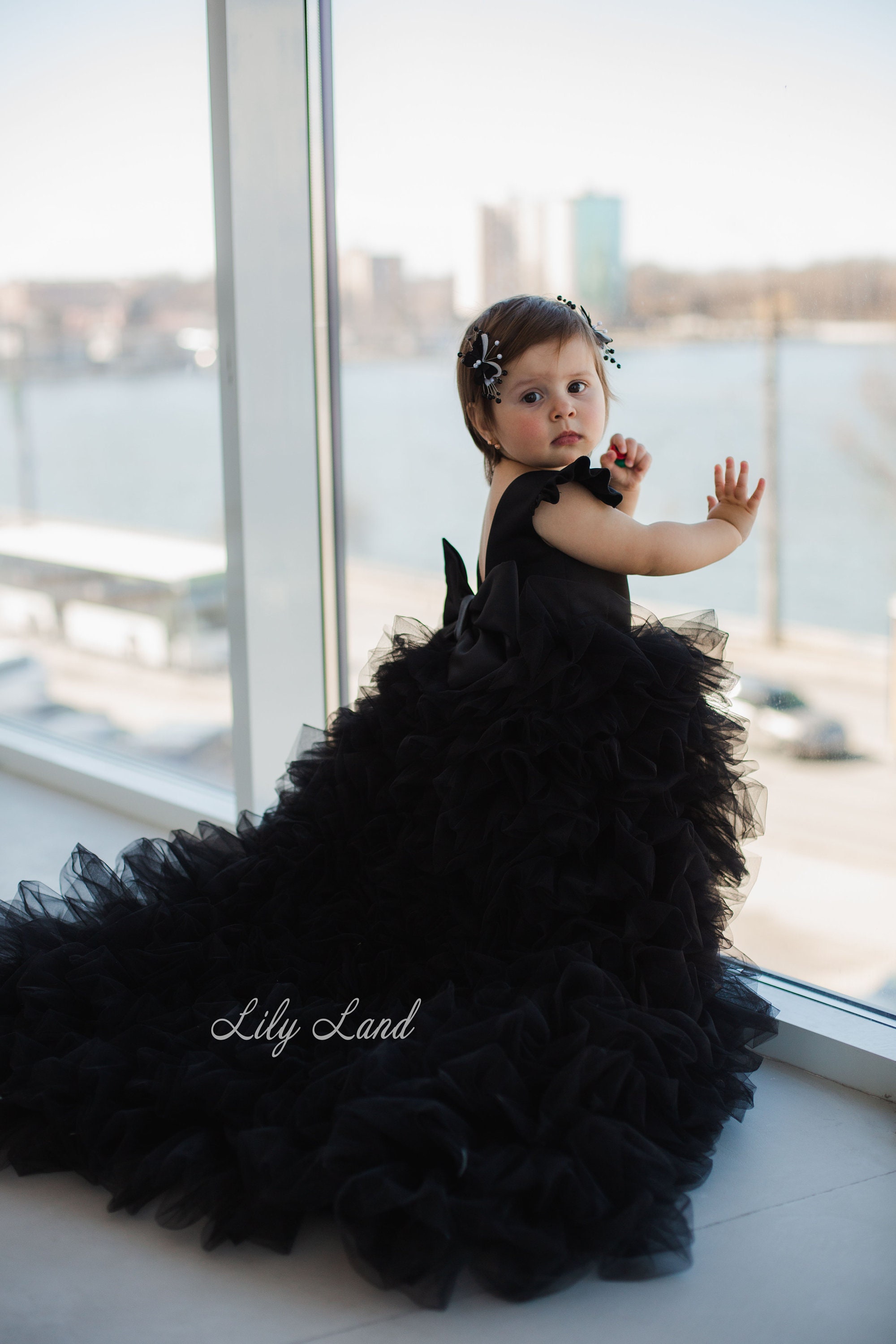 Black Dress Flower Girl Dress Princess Outfit - Etsy