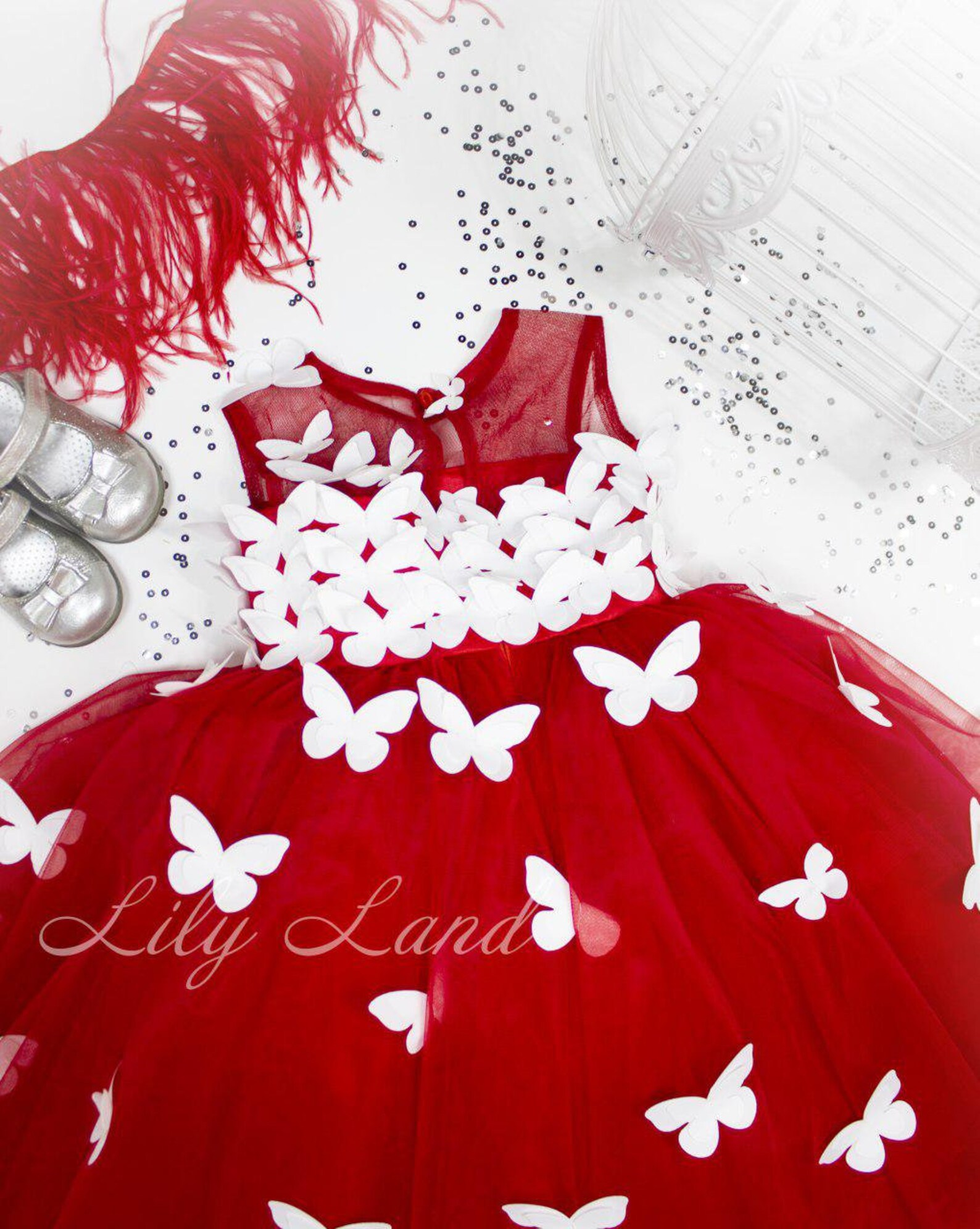 Red Butterfly Summer Party Dress main image 1