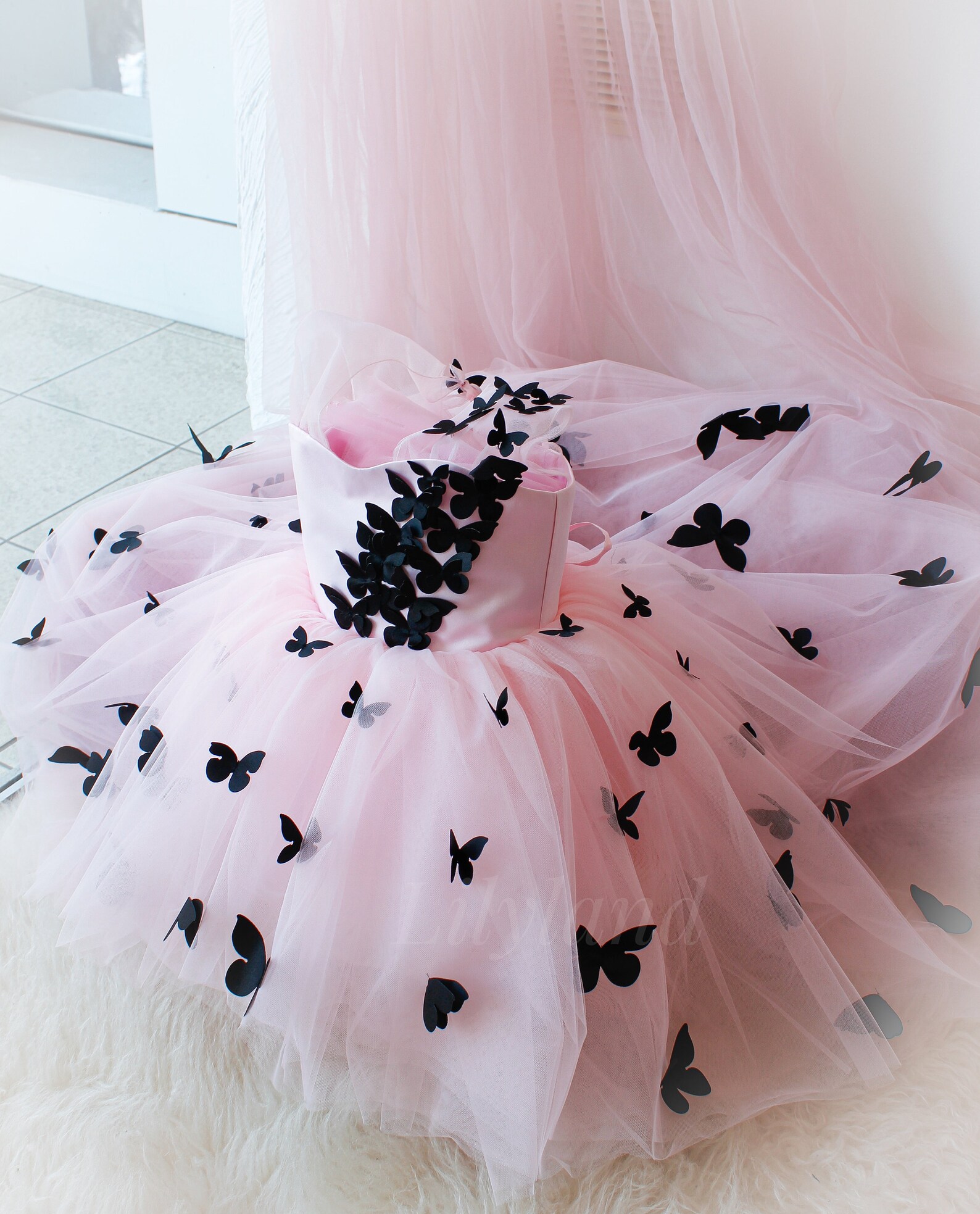 Dress For Kids Toddler IN Terry Stuff Butterfly Print Pink Color main image 1