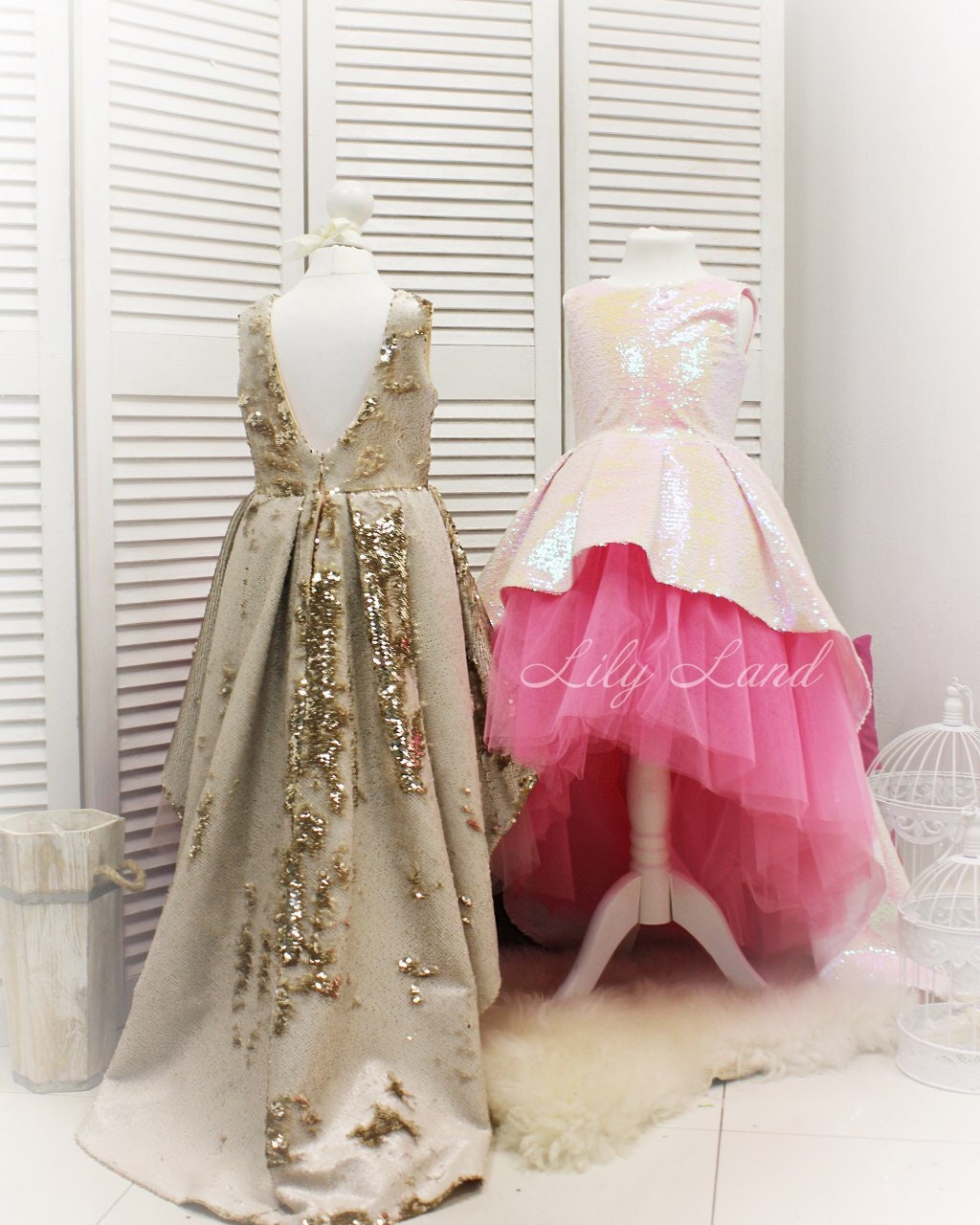 Gold Flower Girl Dress With Sparkling Sequin Glitter Dress for Etsy