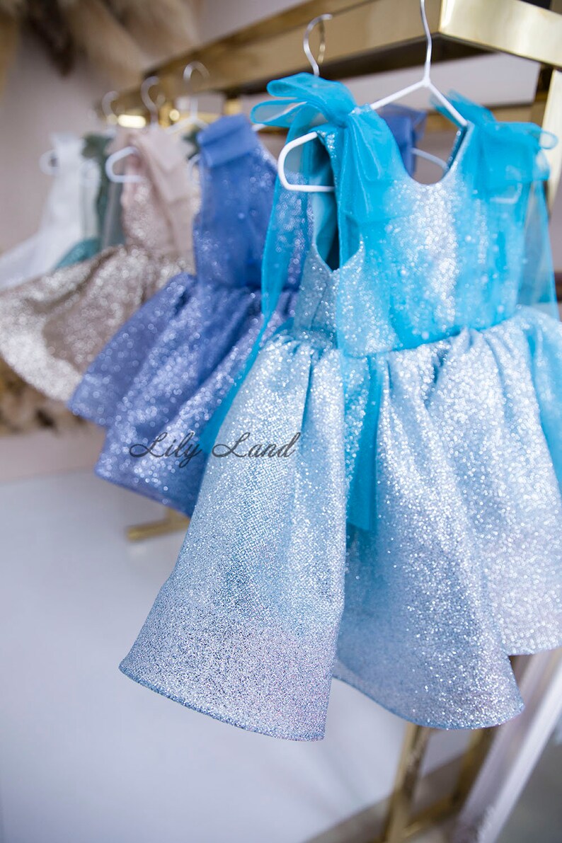 Blue Glitter Birthday Party Baby Dress Infant Flower Girl Etsy