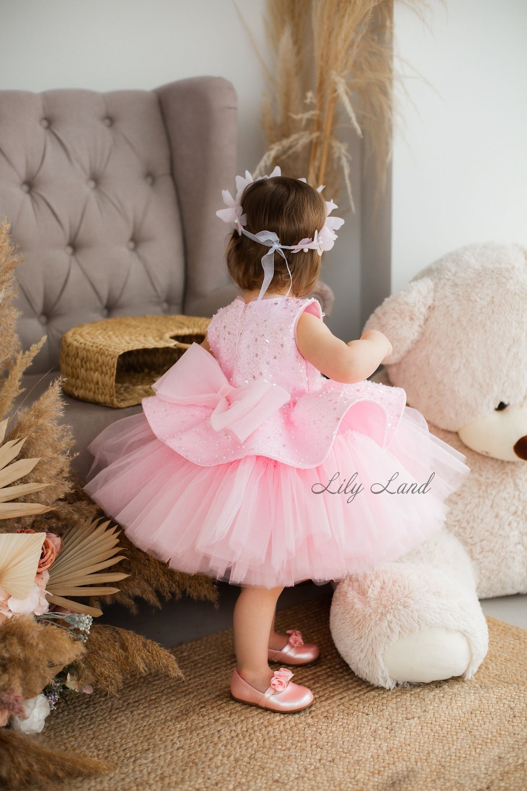 New Good Lucking Dress For Baby Girl In Pink Color main image 1
