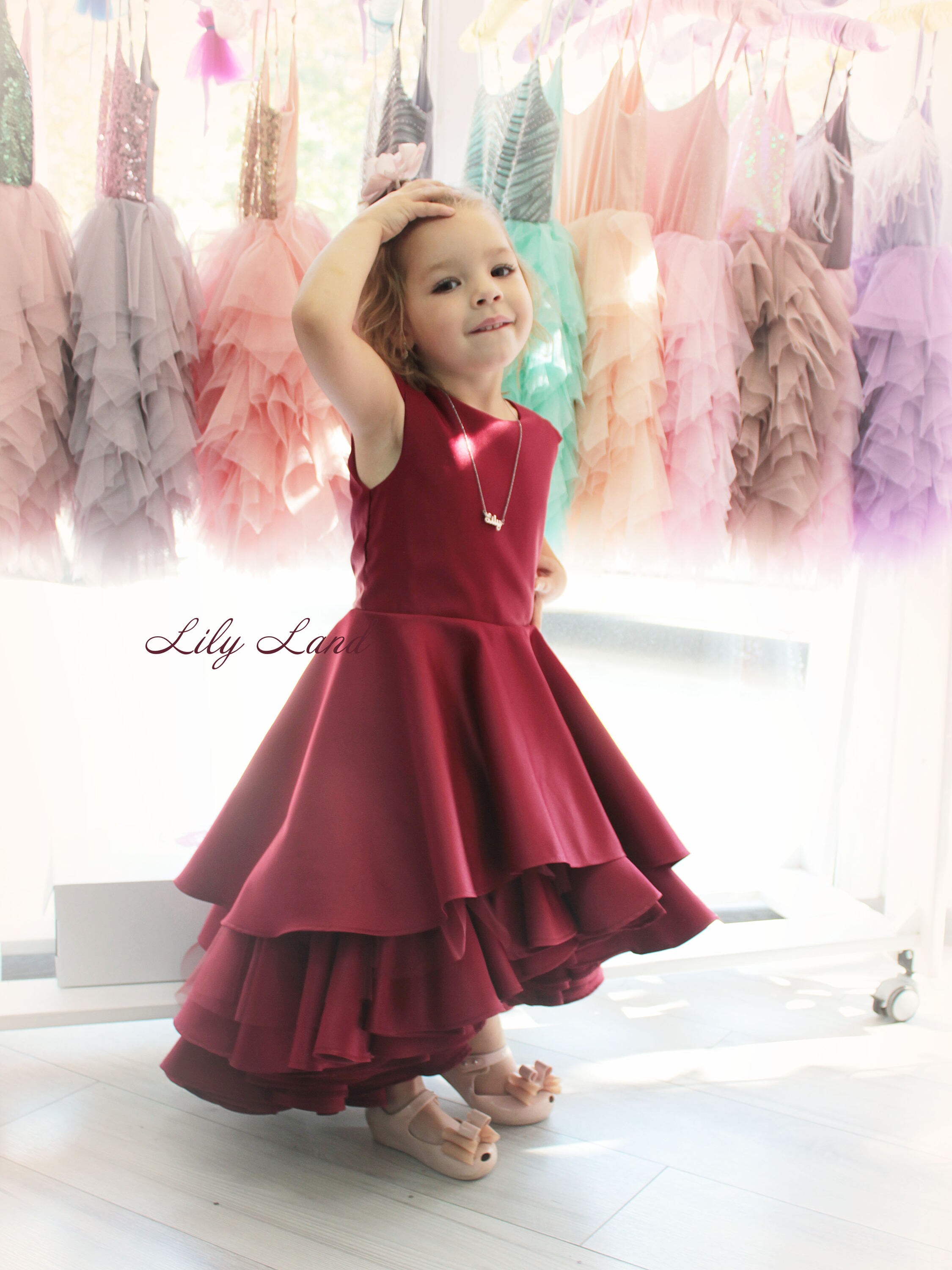 Burgundy girls dress ruffle girl dress wine red dress baby Etsy
