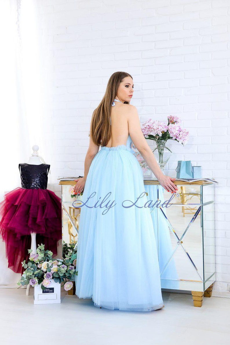 Light Blue Wedding Guest Dress Floral Pattern Deep V Neck Boho | Etsy