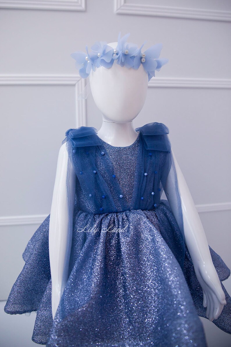 Blue Glitter Birthday Party Baby Dress Infant Flower Girl Etsy