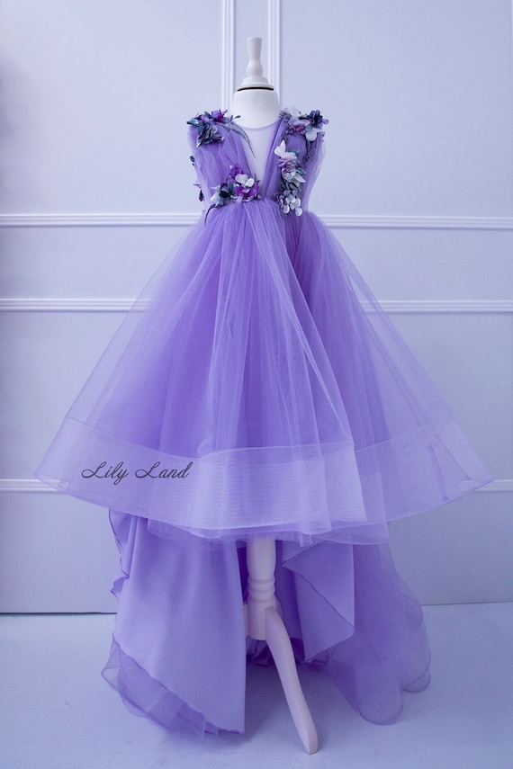 Tulle Floral Ball Gown Princess Lavender Prom Dress Tulle Floral Ball Gown Princess Lavender Prom Dress