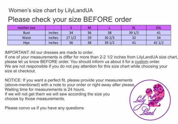 Maternity Dress Size Chart