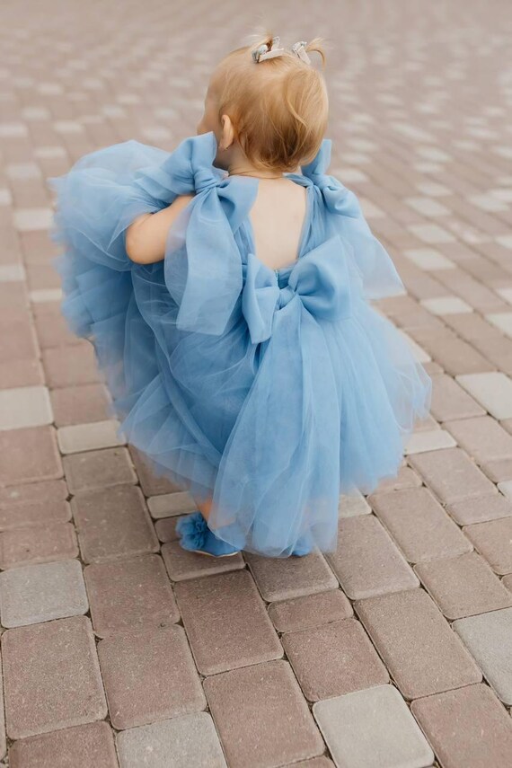 blue puffy mini dress Stephanie Light Blue Short Puff Sleeve Mini Dress