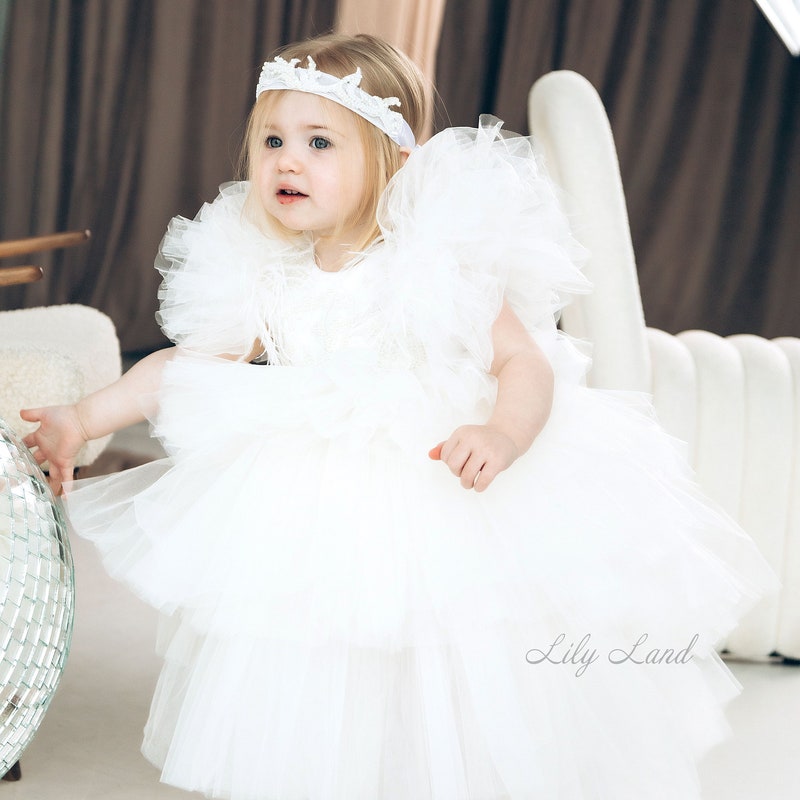 Ivory Embellished Cap Sleeve Baby Dress