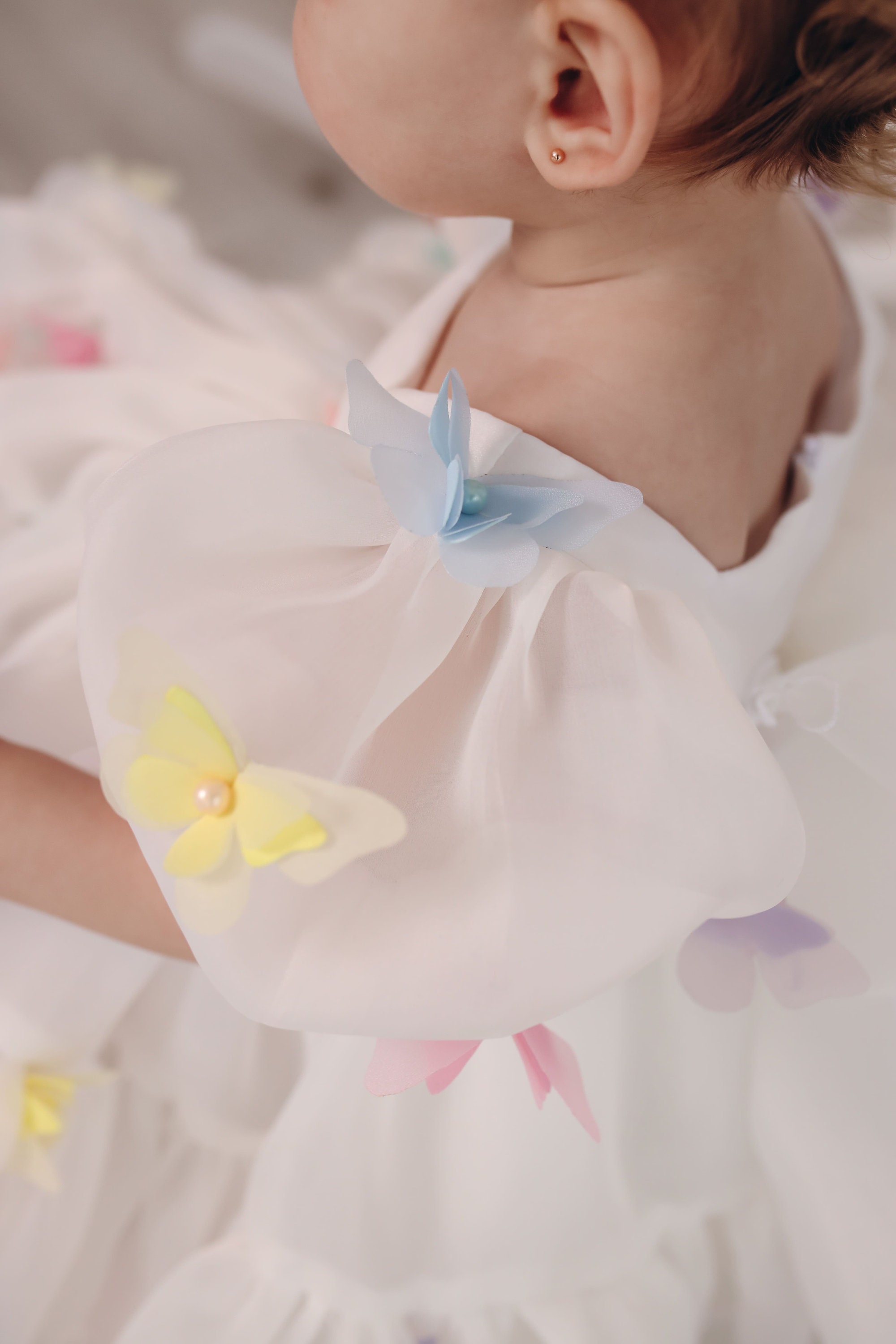 Miipat Babymeisjesjurk, tule, vlinder, kleine meisjes, prinsessenjurk, mouwloos, borduurwerk, bloemen, bruiloft, feest, verjaardagsjurk voor meisjes, oranjeroze, 2-3 Jaren