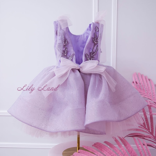 Lavender Glitter Birthday Party Baby Dress, Infant Flower Girl Dress, Sparkling Prom Gown, Pageant Dress, Special Occasion Toddler Dress