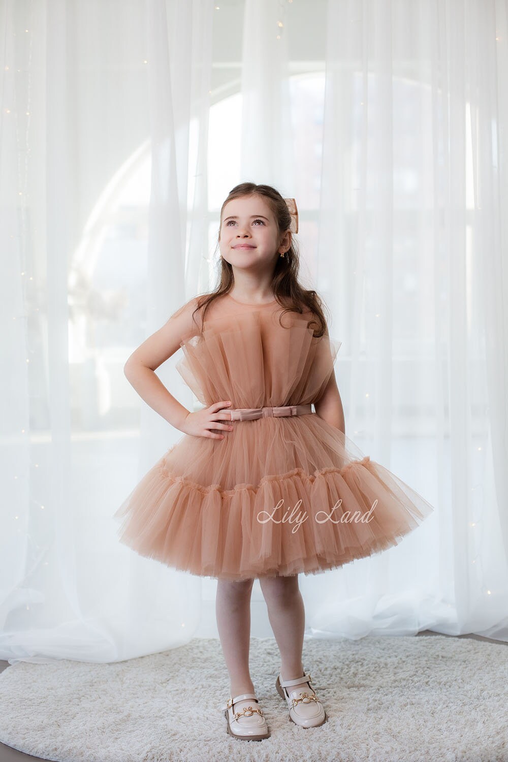 beige tutu dress Beige Prom Graduation Gown, Nude Tulle Tutu Dress for Special Occasion,  Birthday Dance Party Baby Dress, Pageant Princess Flower Girl Dress