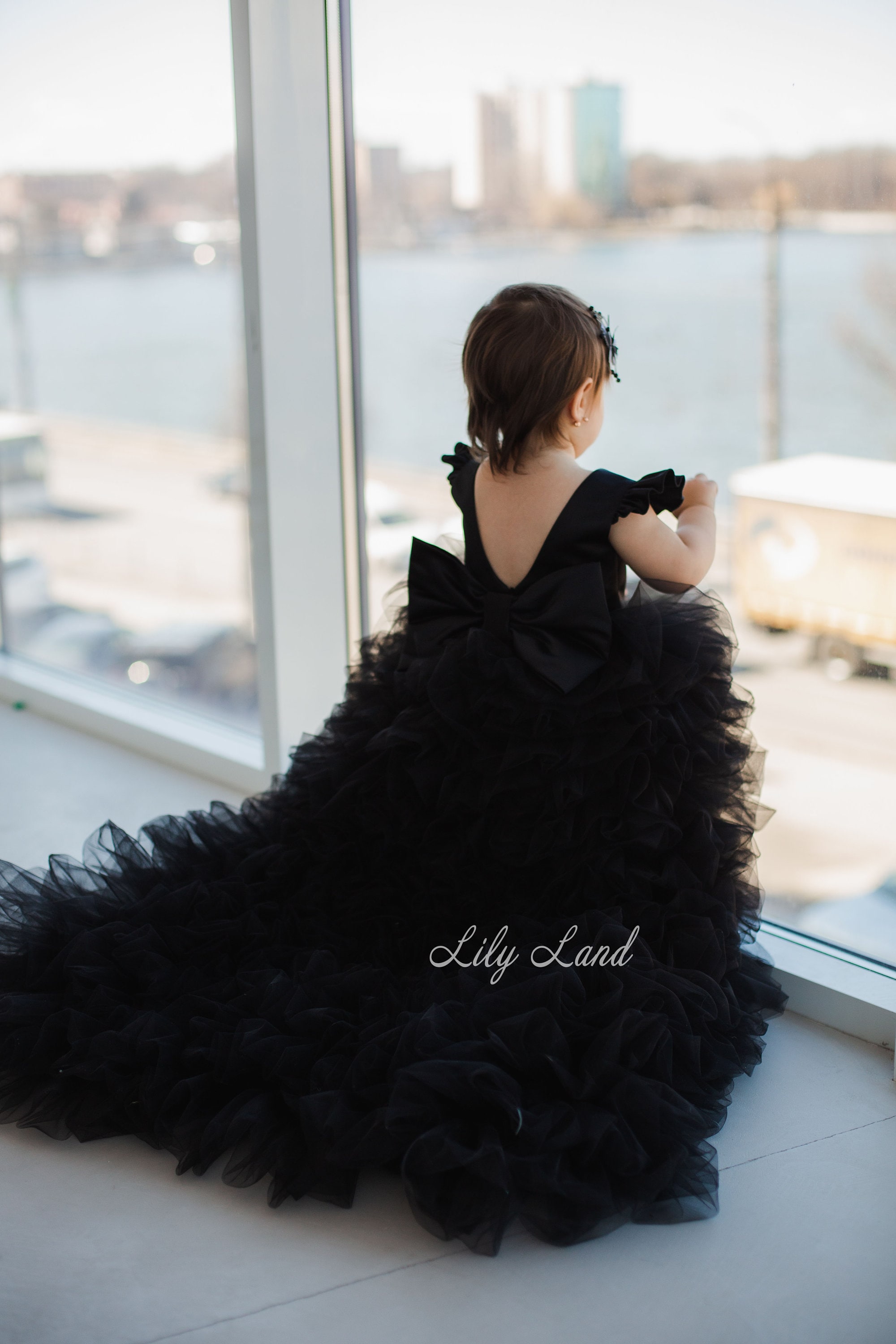 baby girl black dress for wedding READY TO SHIP