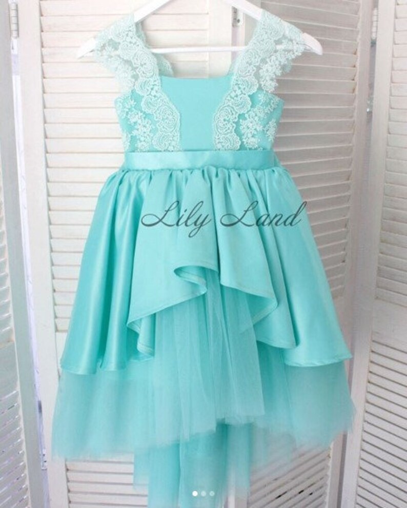 Mint Flower Girl Dress Mint Girl Dress Lace Applique Dress Etsy