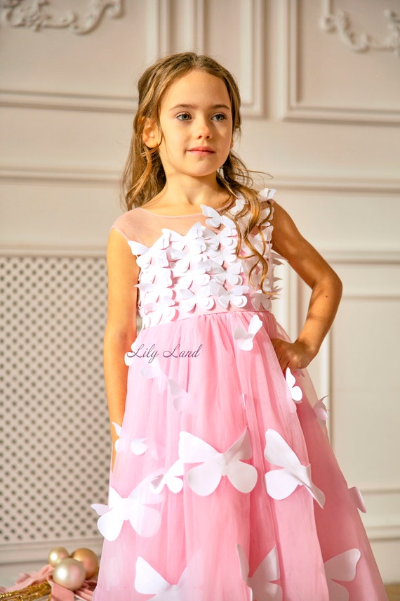 Butterfly Style Girl Birthday Dress Baby Butterfly Dress
