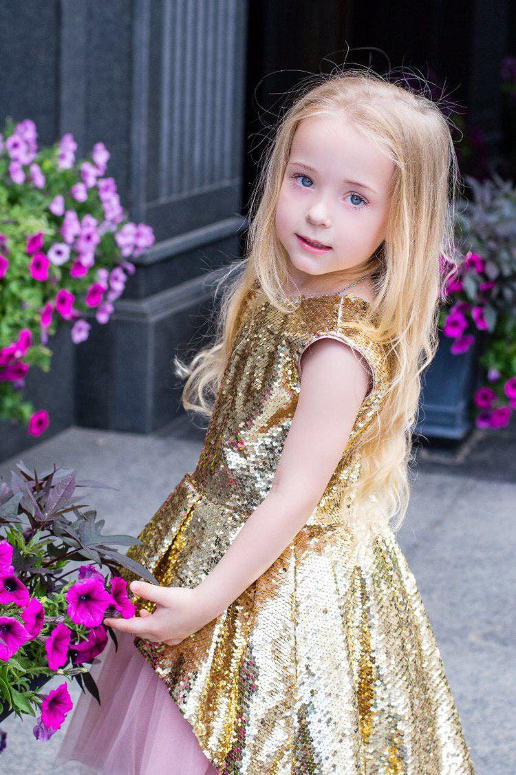 Goldenes Mädchenkleid zum Geburtstag funkelnde Goldkleider - Etsy