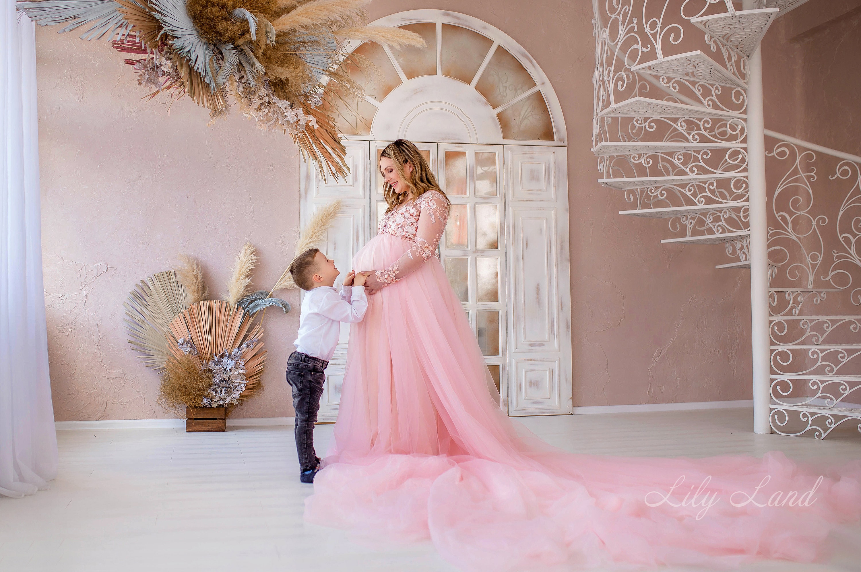 chinese dress ladies Rose Gold Maternity Dress/Photo Shoot Dress – Annahandbridal main image 0