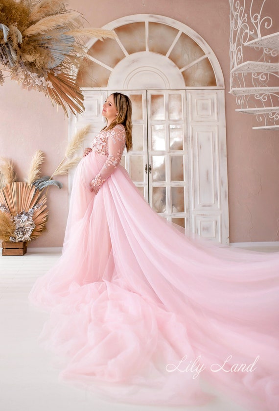 Extended Train Maternity gown – ANYUTA COUTURE