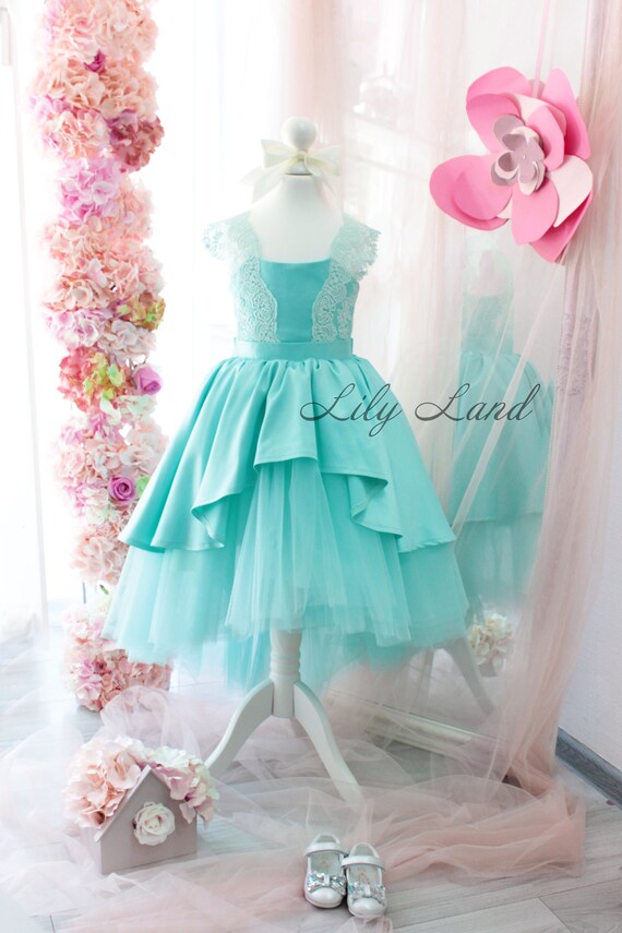 Mint Flower Girl Dress Mint Girl Dress Lace Applique Dress | Etsy