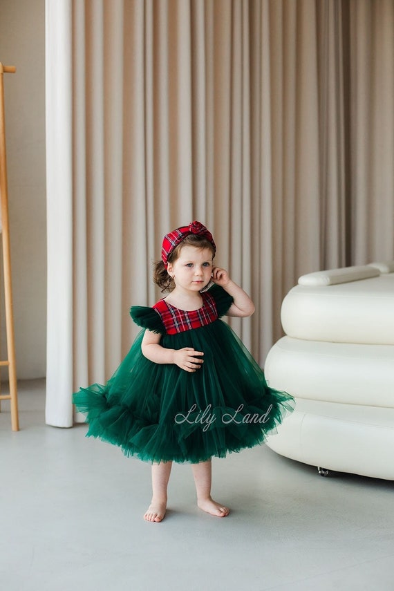 green tulle christmas dress Christmas Dress, Party Dress for Toddler Green, Gift Dress for Baby, Emerald Green Christmas Dress, Sparkly Dress, Princess Tulle Dress