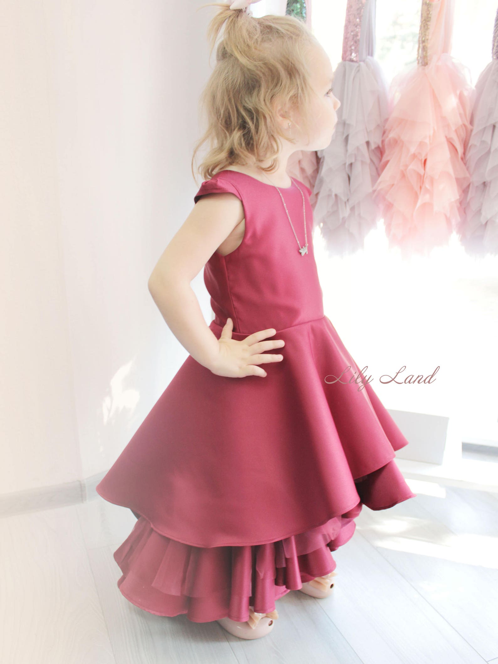 Burgundy girls dress ruffle girl dress wine red dress baby Etsy