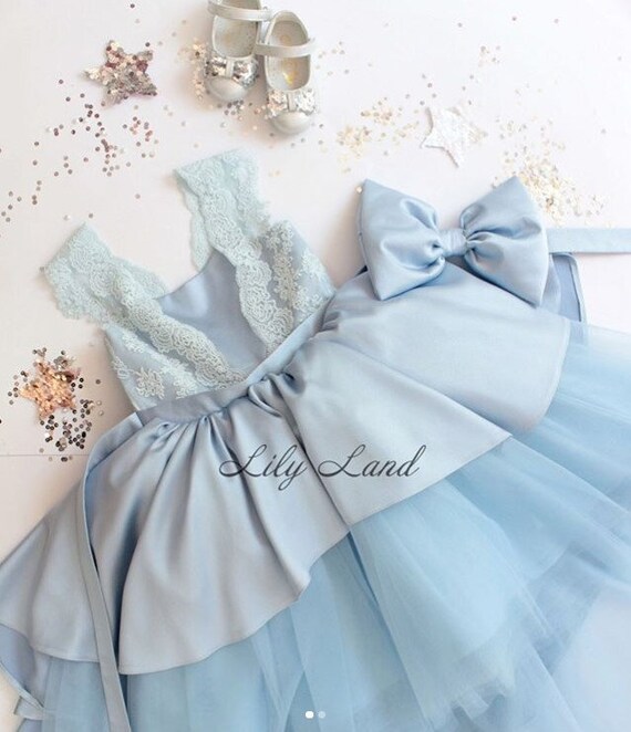 Blue Flower Girl Dress light blue pageant dress princess dress Etsy
