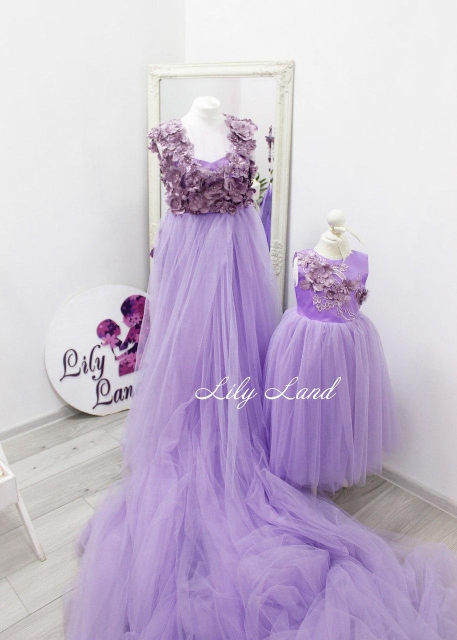 Lavender Mommy and Me Outfits Dresses Mother Daughter Matching - Etsy