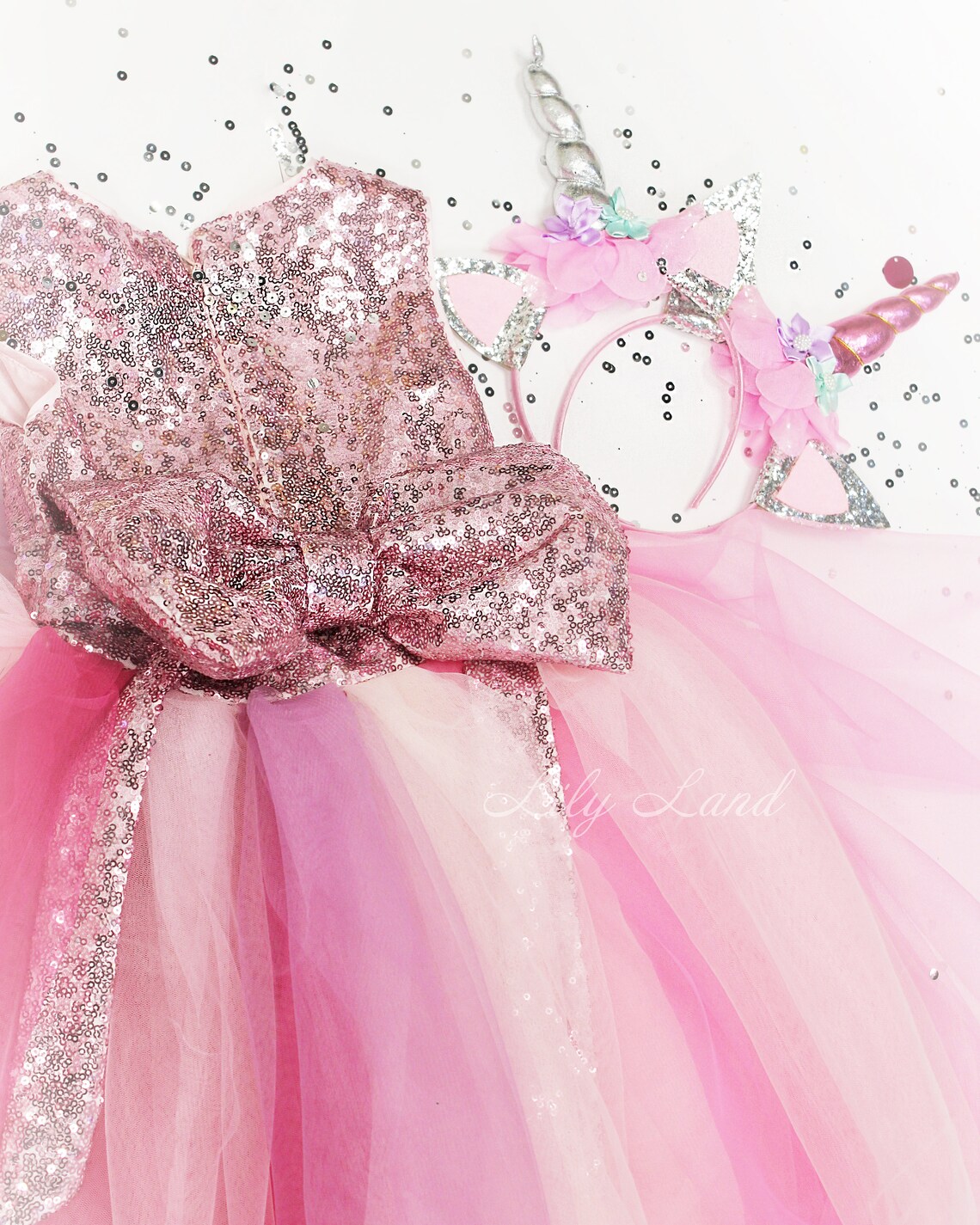 Sequin girls dress rose gold baby dress with train pink dress Etsy