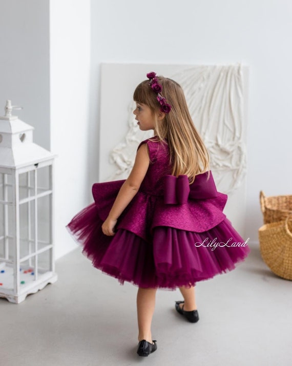 burgundy tutu dress Birthday & Flower Girl Dress, Dance Party Dress, Special Occasion Pageant Prom Gown, Baby Bridesmaid Dress, Fancy Apparel Cute Clothes for Girls. SWexclusion Boho Wedding Dresses V-Neck Size:UK-6 / XS