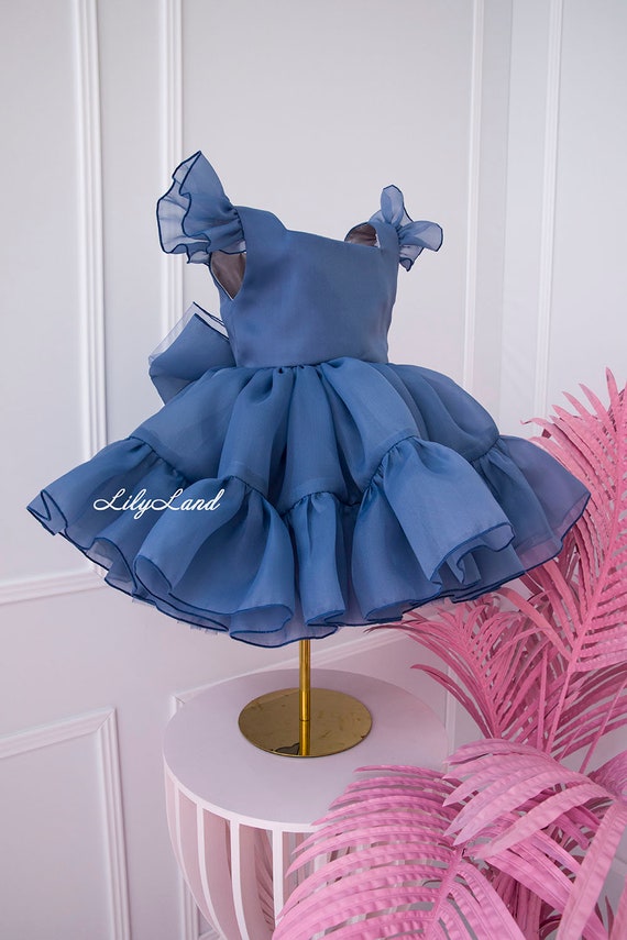 Navy Blue Tutu & Tulle Puffy Flower Girl Dress, First Baby Birthday Party Dress, Princess Girl Gown, Pageant Toddler Special Occasion Dress