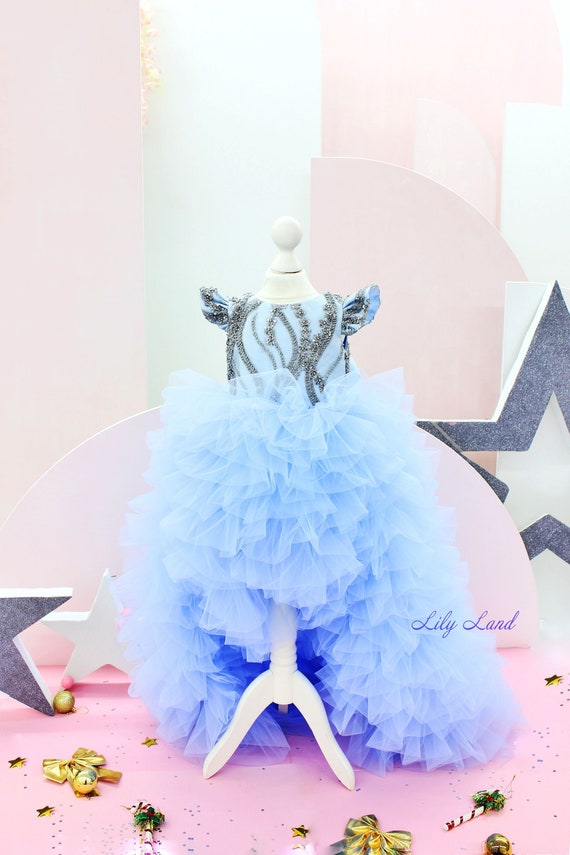 Blue Baby Girl Birthday Dress, Puffy Girl Dress With Train, First Birthday  Dress, Flower Girl Dress, Photoshoot Girl Wear, Princess Dress - Etsy  Australia
