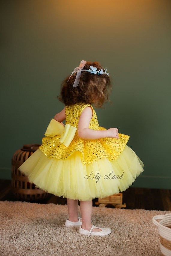 Yellow Tutu Special Occasion Prom Gown, Sparkling First Birthday Baby Dress,  Wedding Guest Pageant Photoshoot Wear, Flower Girl Dress - Etsy