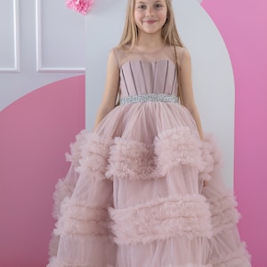 Cappuccino Wedding & Birthday Baby Dress, Prom Ball Gown, Tutu Ruffles Princess Dress, Flower Girl Dress, Special Occasion Pageant Dress