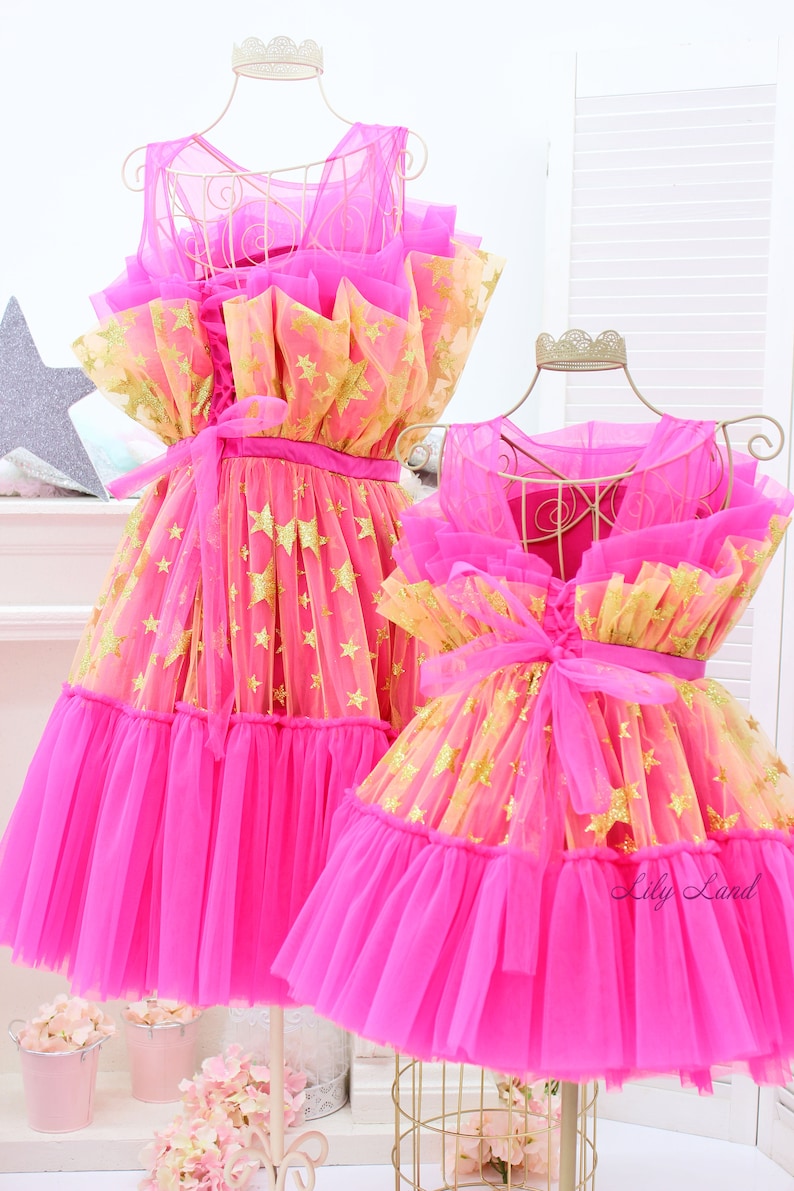 Mommy and Me Matching Dresses Hot Pink Tulle Dress Sparkly - Etsy