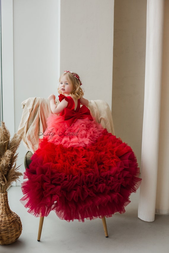 red dress toddler Celestine Red Floral Smocked Dress