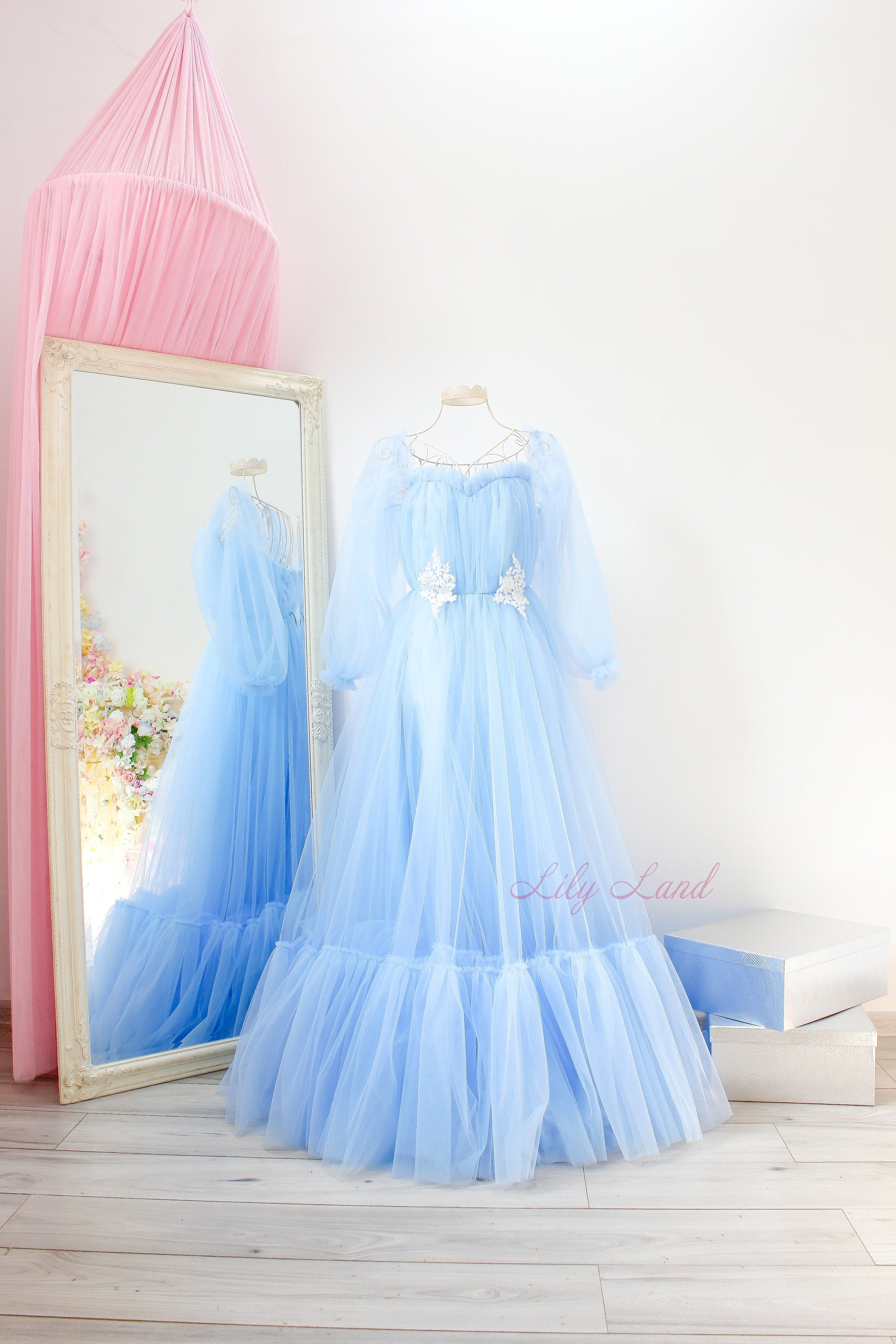sachin and babi light blue dress Lace Sweetheart A Line Light Blue Prom Dress JTA9451 main image 1