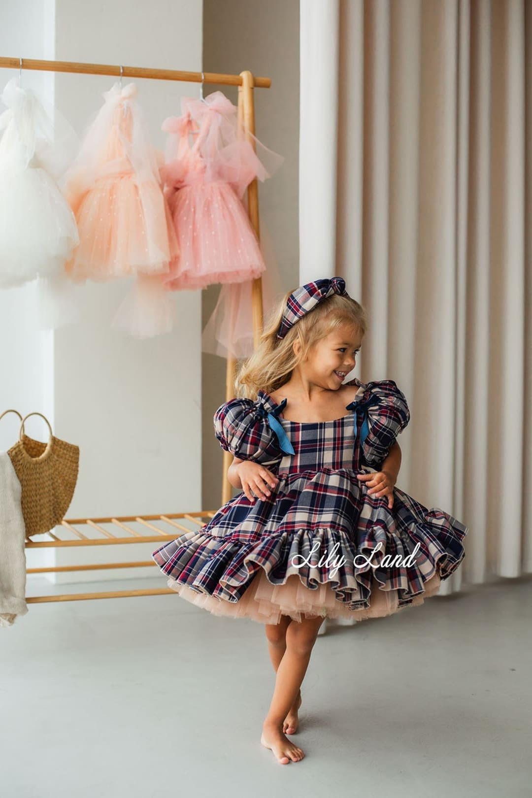 Holiday Dresses Baby Girl Christmas Dress Nordstrom Beige Plaid Christmas Baby Girl Dress, Short Puffy Sleeve