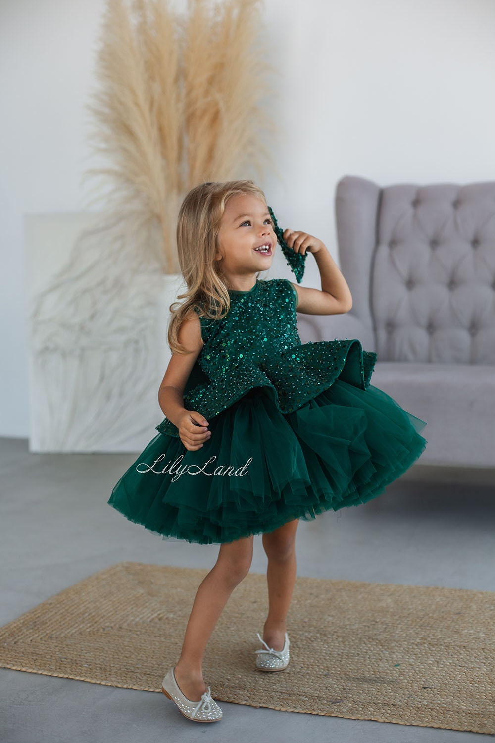 OPAWO Cute Green Dress Toddler Girls Ruffle Long Sleeve Dress for Girl Spring Holiday Baby Dress 1-5t