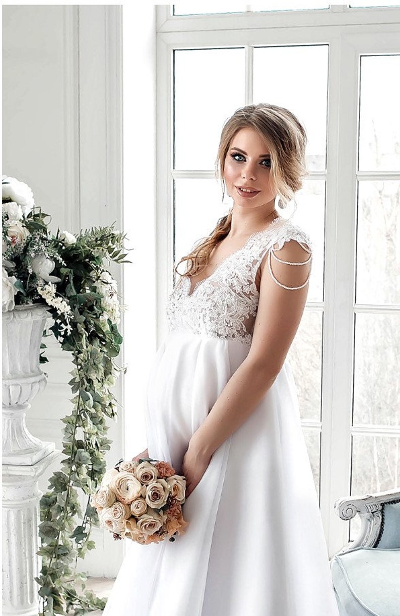 Maternity wedding white dress for photo shoot maternity gown Etsy