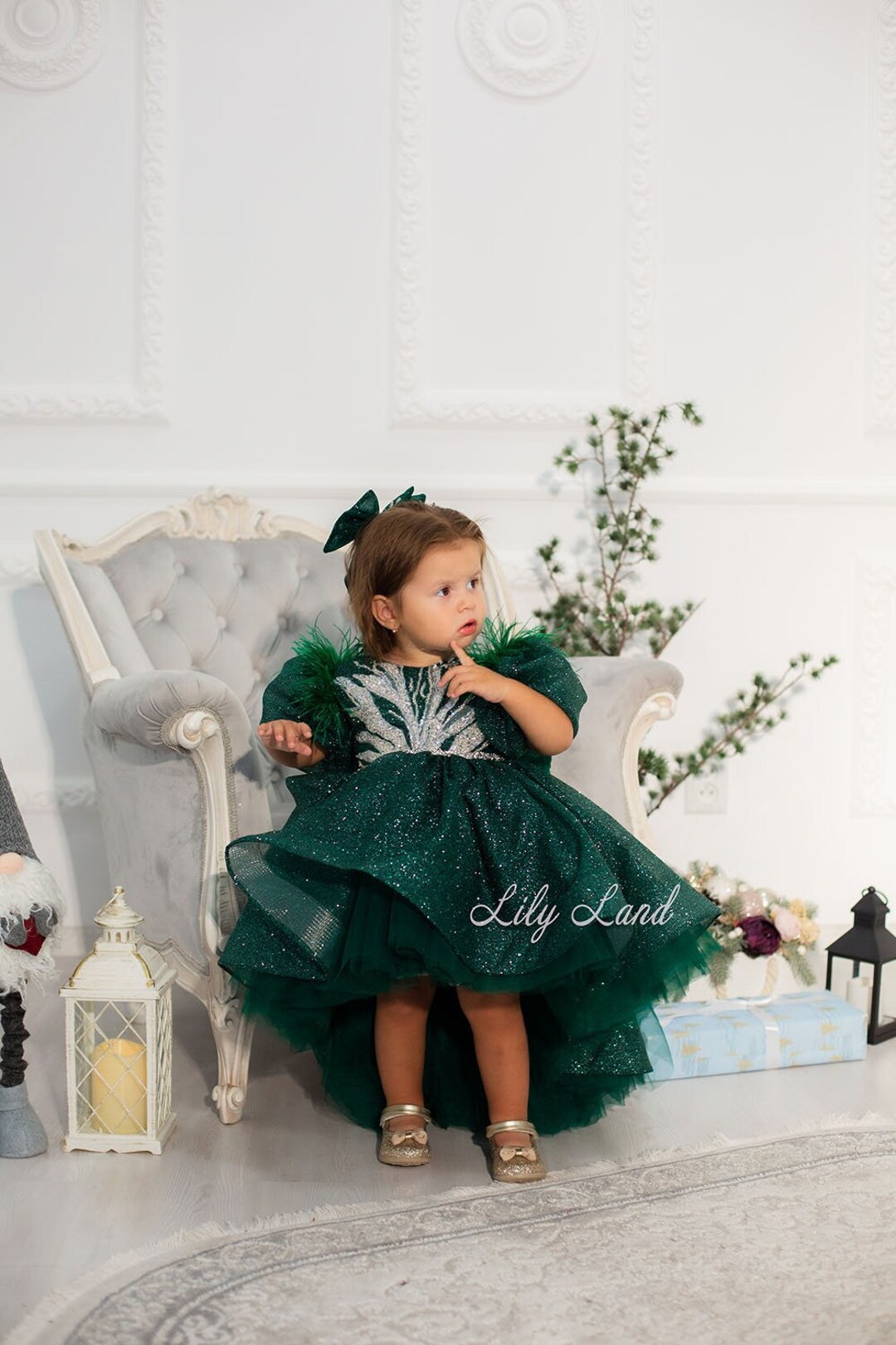 Pink And Green Christmas Theme Gown main image 0