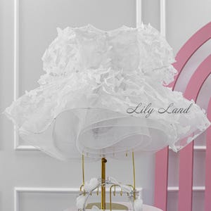 White Butterflies Birthday Party Baby Outfit, Flower Girl, Wedding, Prom Pageant Gown, Graduation Communion Baptism Dress, Special Occasion