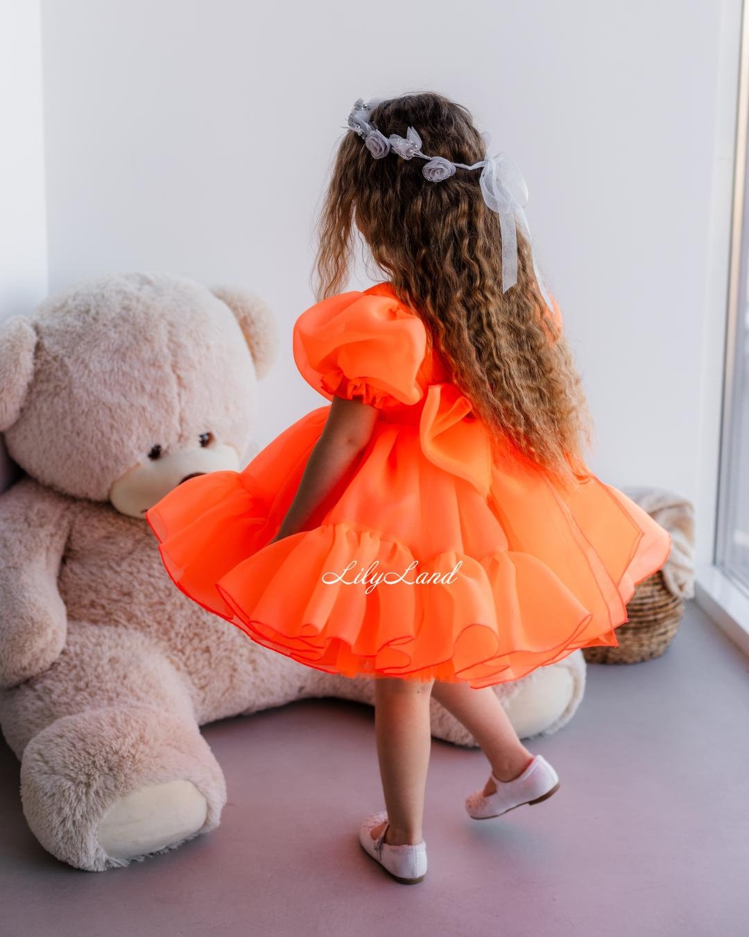Flower Girl Orange Dress Baby Girl Flower Girl Dress Infant Orange Long  Sleeve Dress Girls Fall