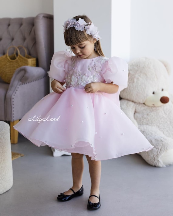 Light Pink Pearls Flower Girl Dress, First Birthday Baby Dress, Tutu  Toddler Princess Prom Gown,special Occasion Pageant Wedding Guest Dress -  Etsy