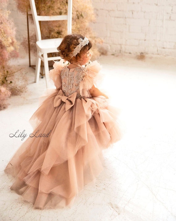 Lovely Ruffled Ivory Tulle Appliques Flower Girl Dresses Lovely Ruffled Ivory Tulle Appliques Flower Girl Dresses